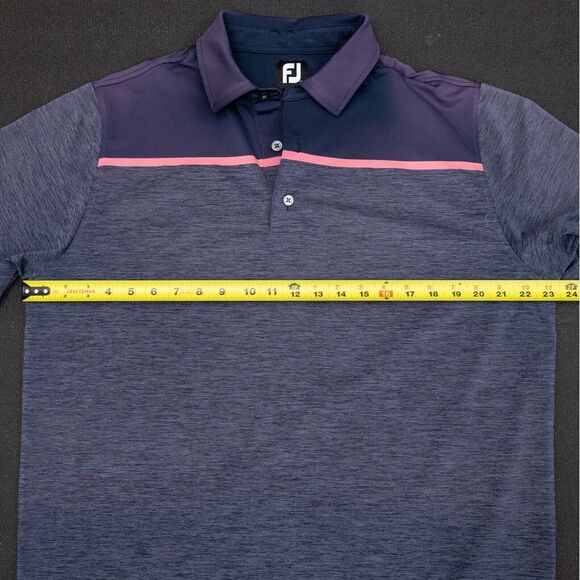 Footjoy FJ Size Large Mens Polo Shirt Blue Pink Space Dye Golf Sterling Grove - Picture 12 of 14